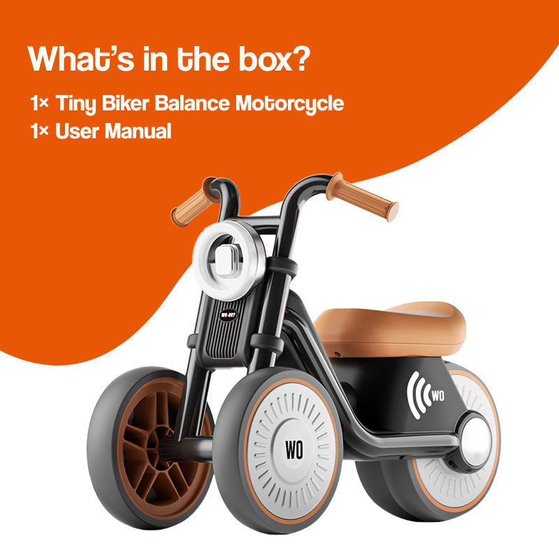 Kids balance bike motorbike style, mocha brown colour