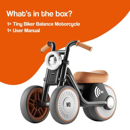 Kids balance bike motorbike style, mocha brown colour
