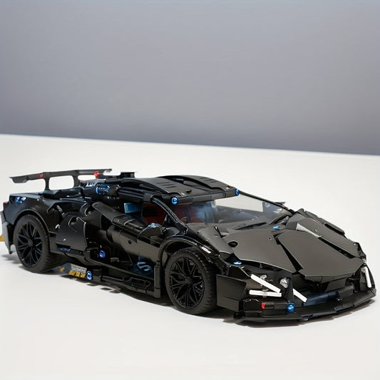 Black supercar building set finished model
