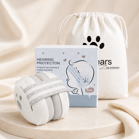 White baby noise-reducing ear muffs