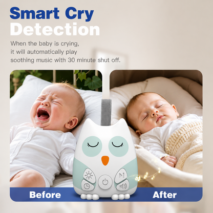 Portable Baby White Noise Machine — 30 Soothing Sounds, Cry Sensor, Night Light, Timer & USB Rechargeable