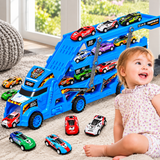 Transforming Truck Transporter Playset with 6 Mini Cars thumbnail 5