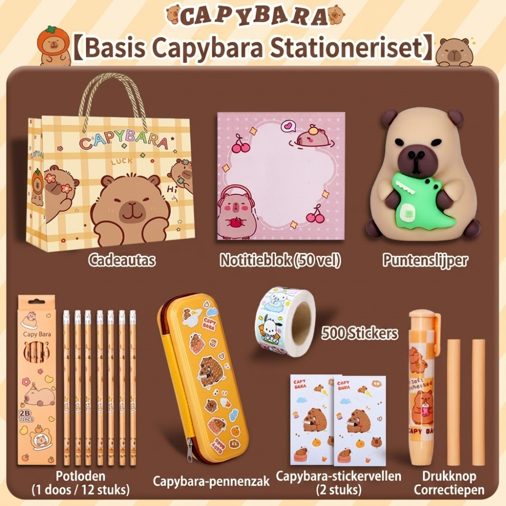 Capybara stationery starter set with handbag