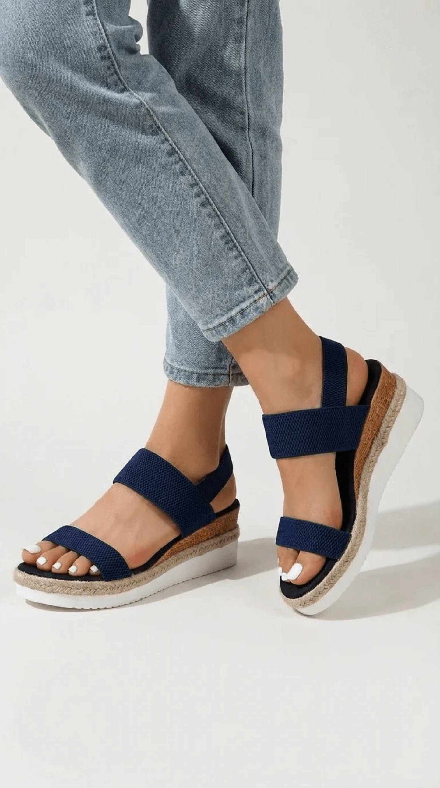 Platform Elastic Strap Sandals Women – Stretch Fit & Chunky Sole, Patio Season All-Day Comfort