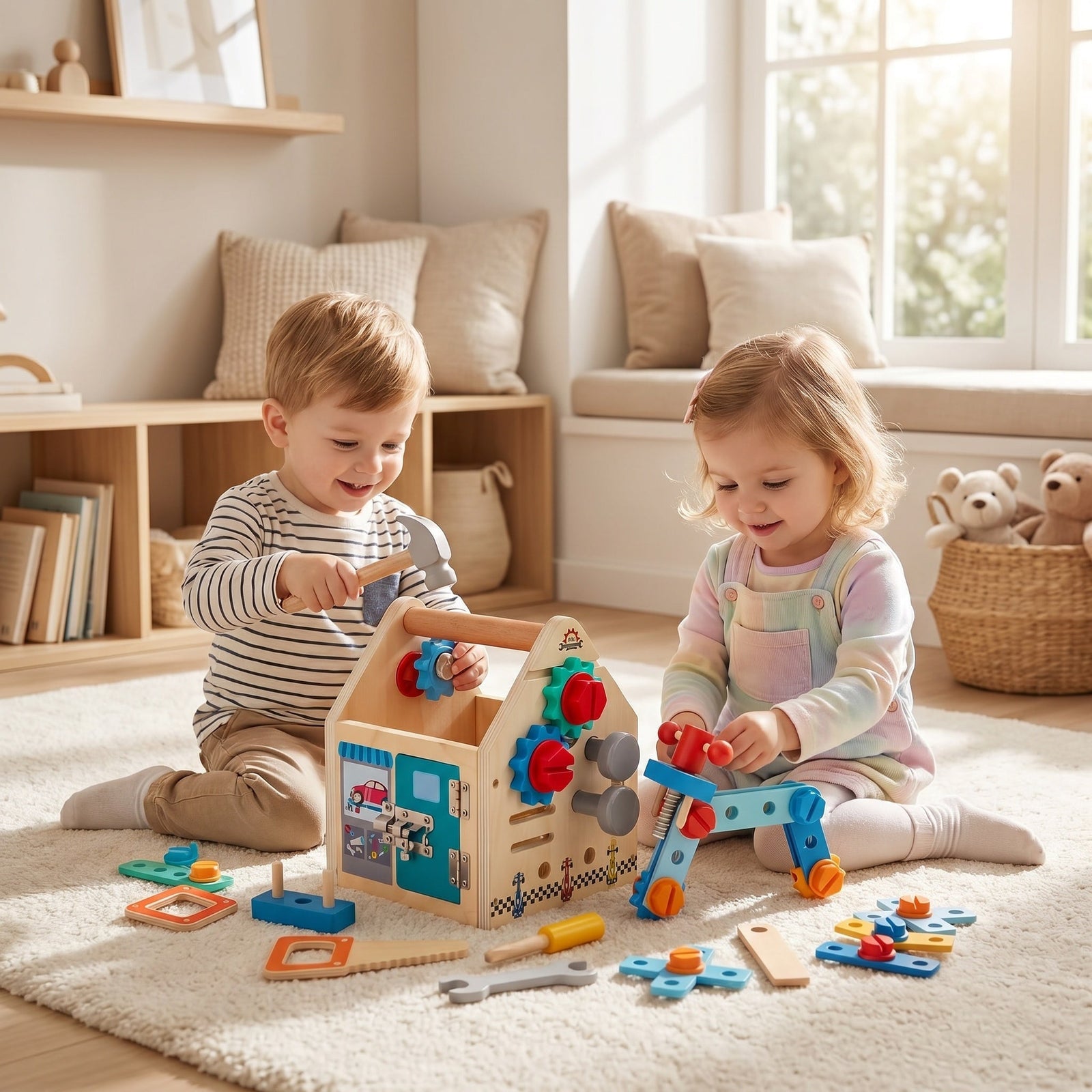 Montessori wooden tool house toy