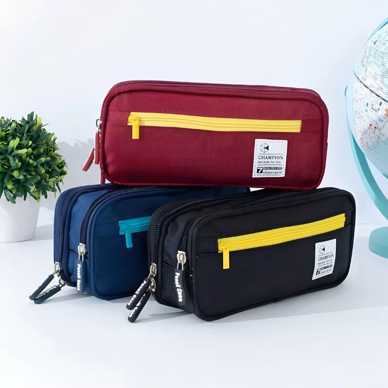 Multi-layer pencil case in strawberry red