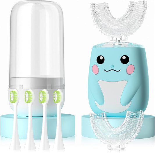 Kids sonic electric toothbrush set with U-shape brush and case