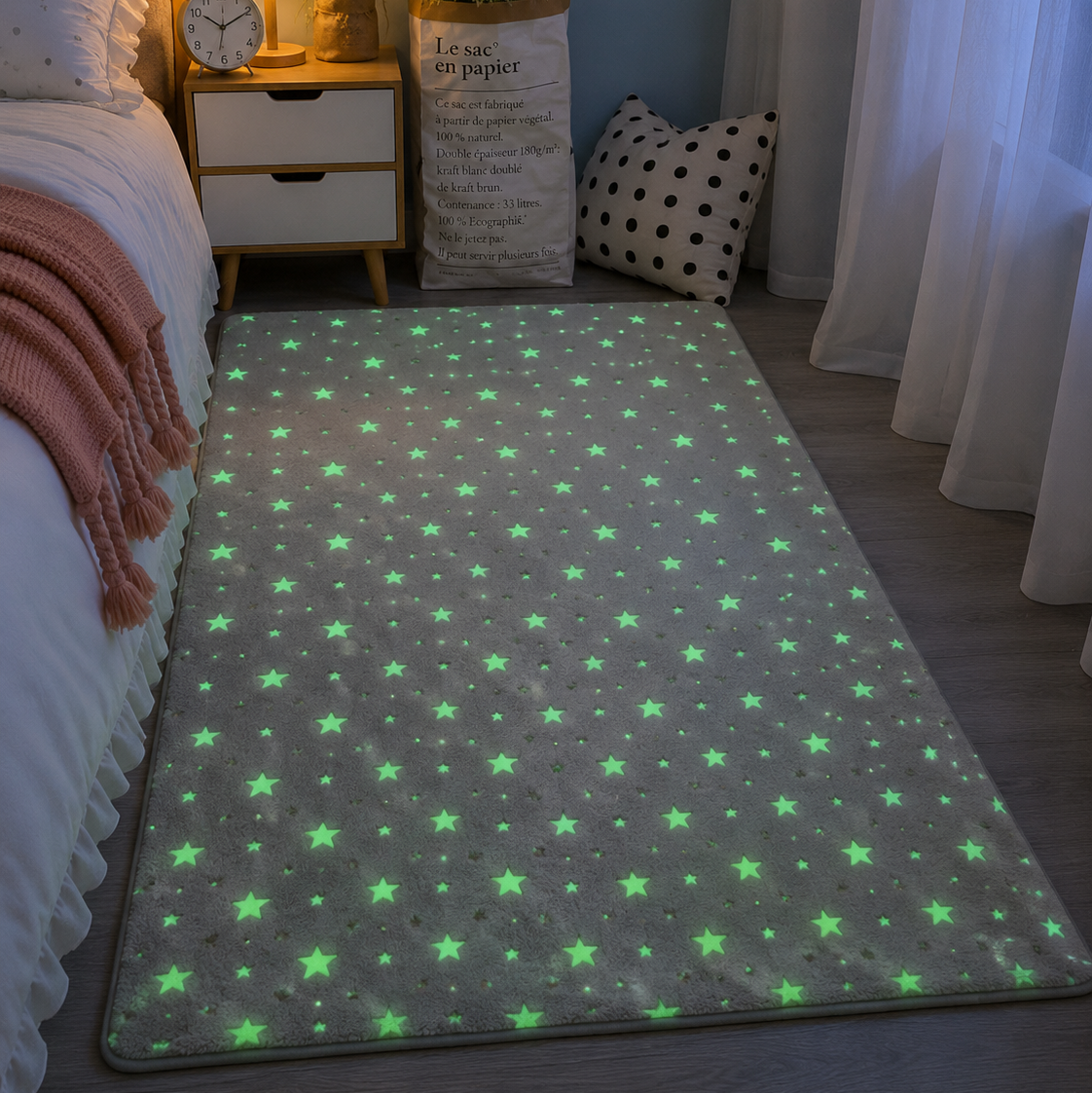 Glow rug glowing at night