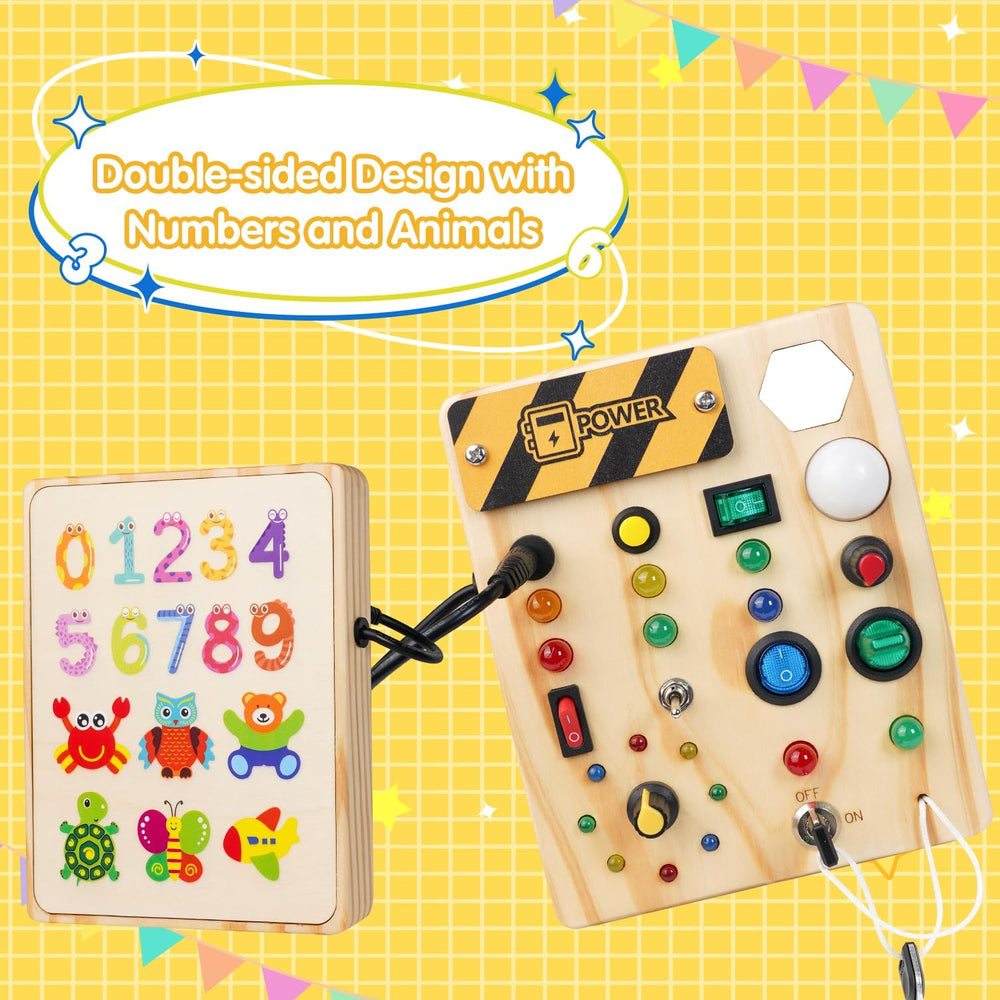 Montessori Sensory Busy Board with 27 LED Lights