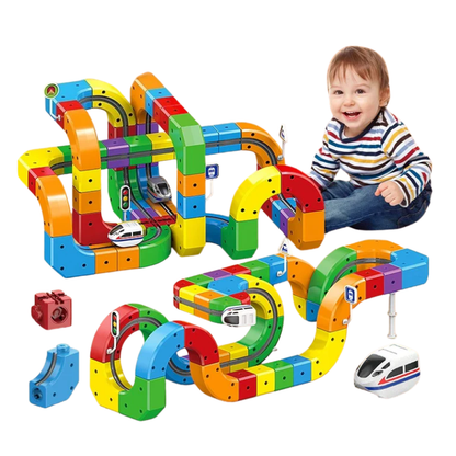 Kids magnetic rail train set — colorful track pieces