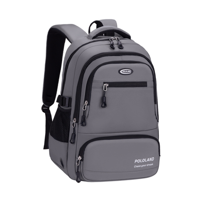 Grey school and travel backpack