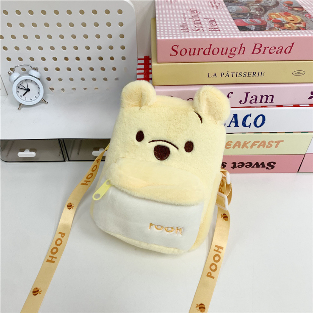 Yellow plush cartoon crossbody bag