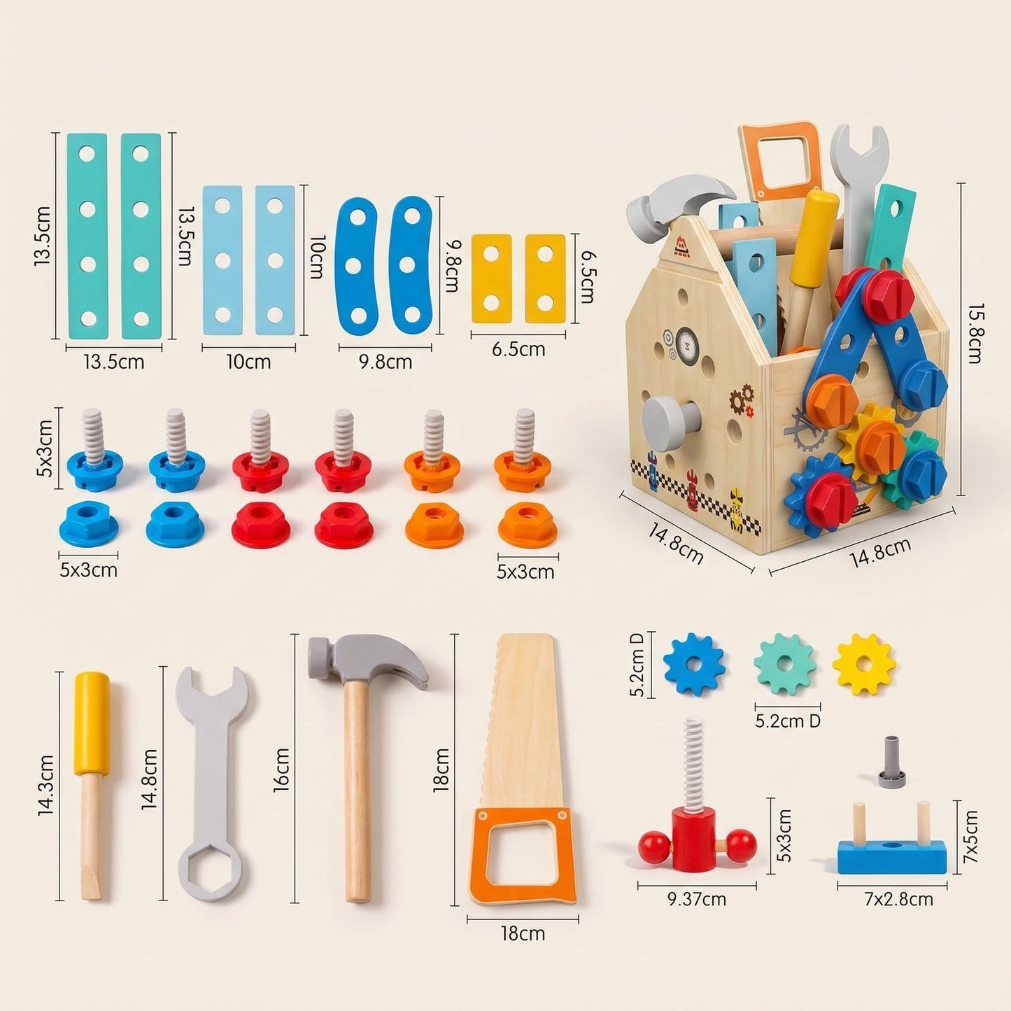 Montessori wooden tool house toy