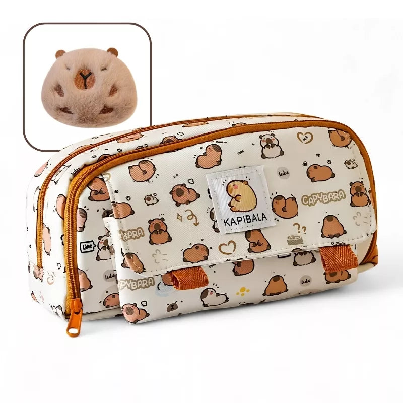Cute capybara pencil case with compartments