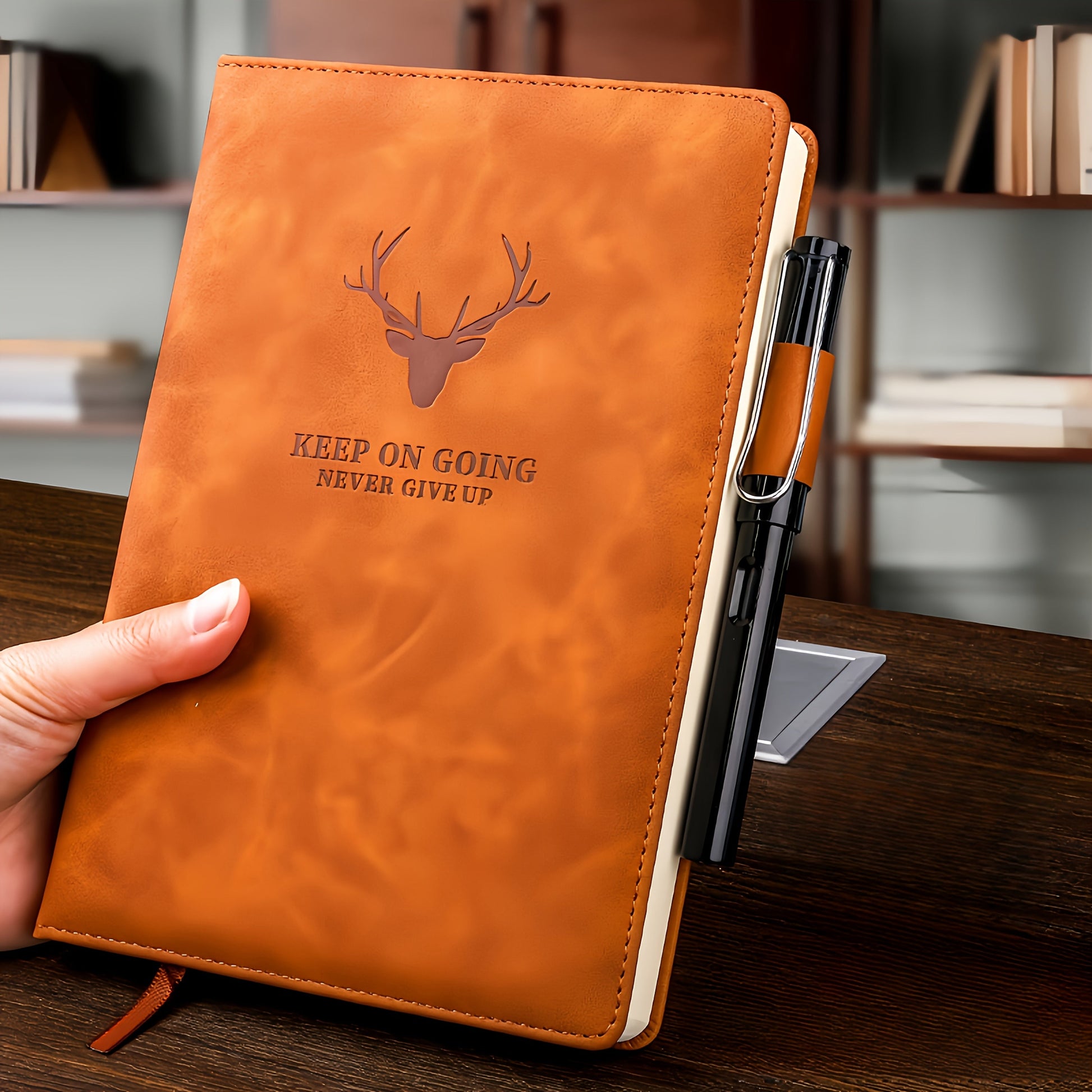 Leather-look notebook brown