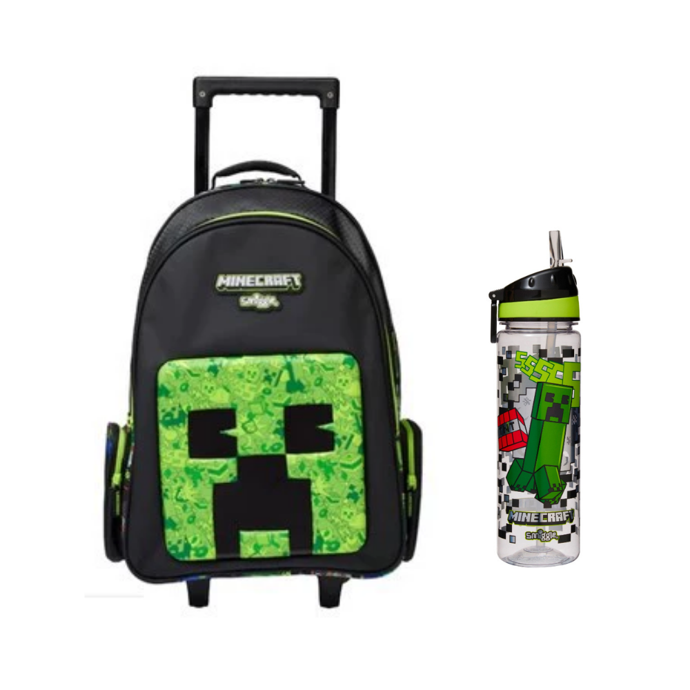 Kids trolley backpack with water bottle bundle