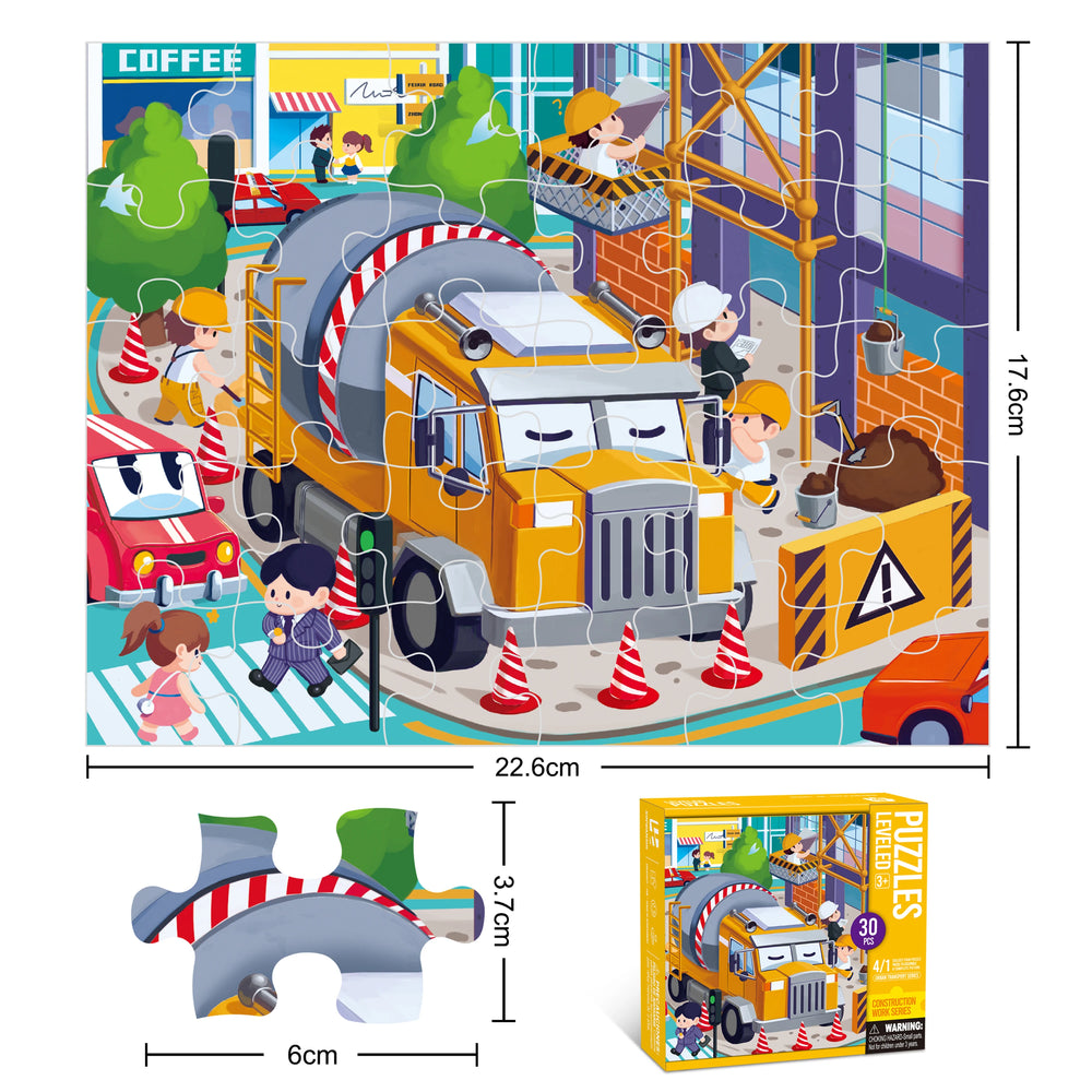 City Heroes Jigsaw Puzzle Set – Construction, Fire, Police & Medical