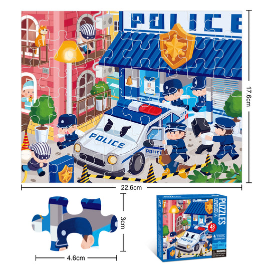 Police theme jigsaw puzzle, 48 pieces, police station scene