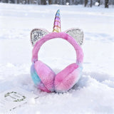 Unicorn Plush Winter Earmuffs, Tie-Dye Sequin Ear Warmers for Kids thumbnail 2