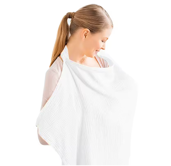 White breathable cotton nursing cover