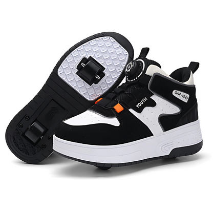 Kids roller shoes with retractable wheels, black colour
