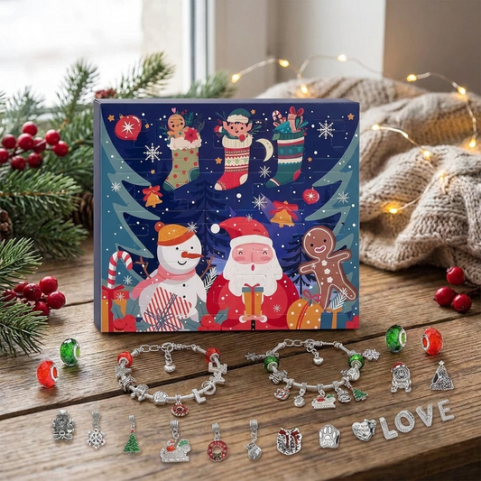 Love and Santa Claus DIY bracelet advent calendar with 24 doors