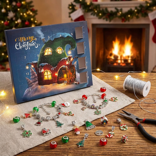 Christmas Hut DIY bracelet advent calendar with 24 doors
