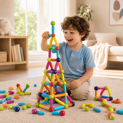 Magnetic construction tiles set for kids
