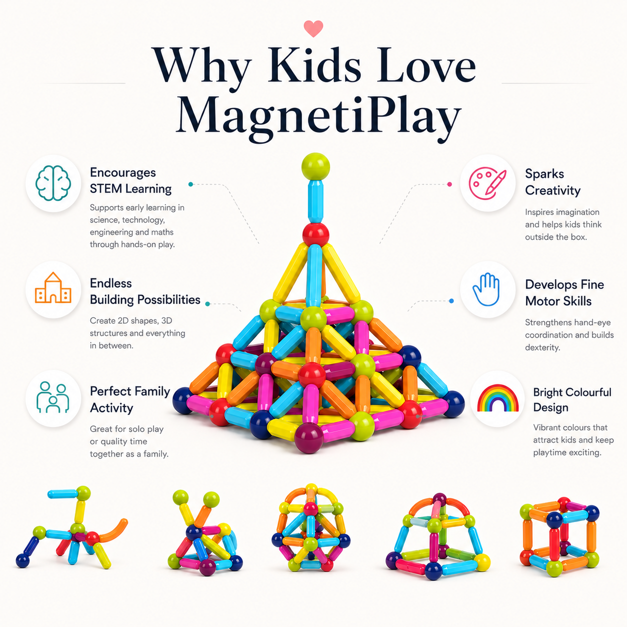 3D magnetic build creations
