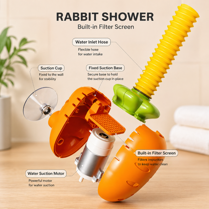 Baby Bunny Bath Shower Toy — Suction Cup Wall Sprinkler