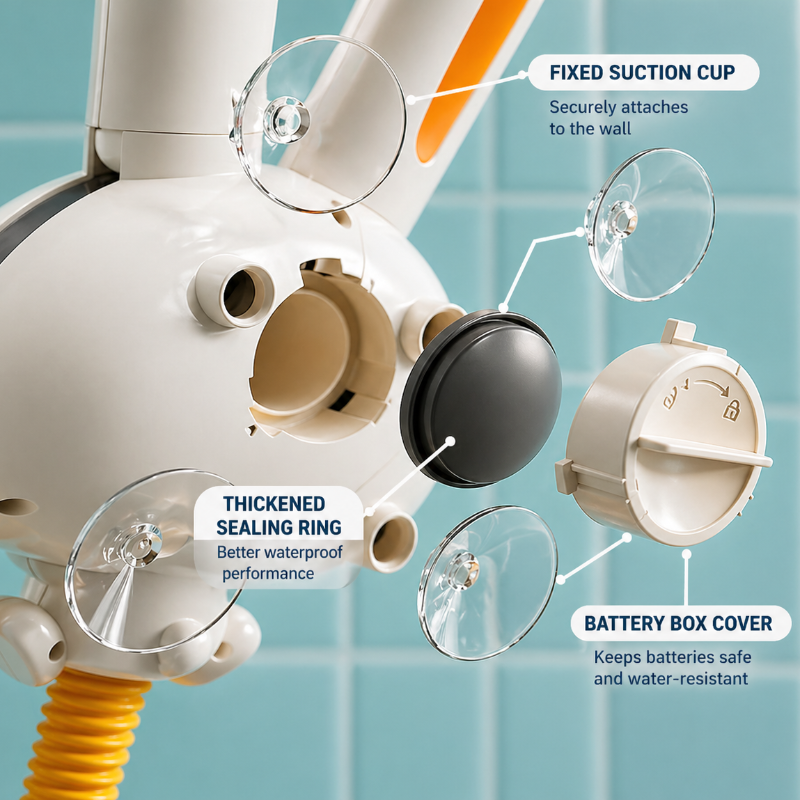 Baby Bunny Bath Shower Toy — Suction Cup Wall Sprinkler