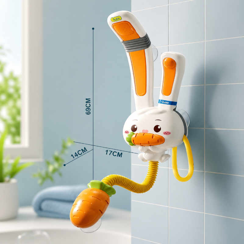 Baby Bunny Bath Shower Toy — Suction Cup Wall Sprinkler
