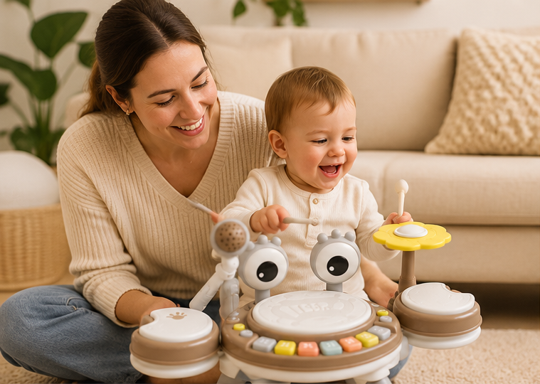 Child playing the 4-in-1 musical toy