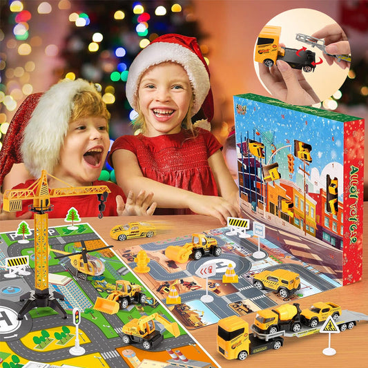 Construction advent calendar box front detail