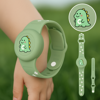 Child wearing AirTag wristband