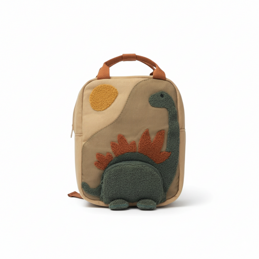 Kids 3D dinosaur backpack, soft boucle toddler bag