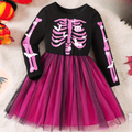 Girls Halloween Skeleton Dress – Pink Tulle Party Costume