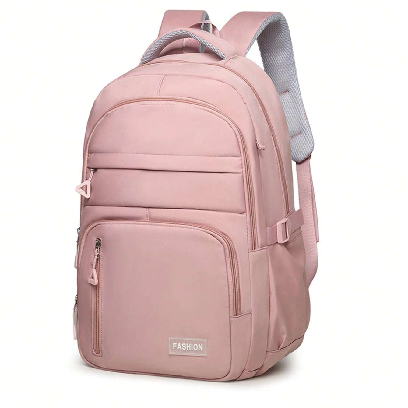 Pink girls' waterproof school backpack front view