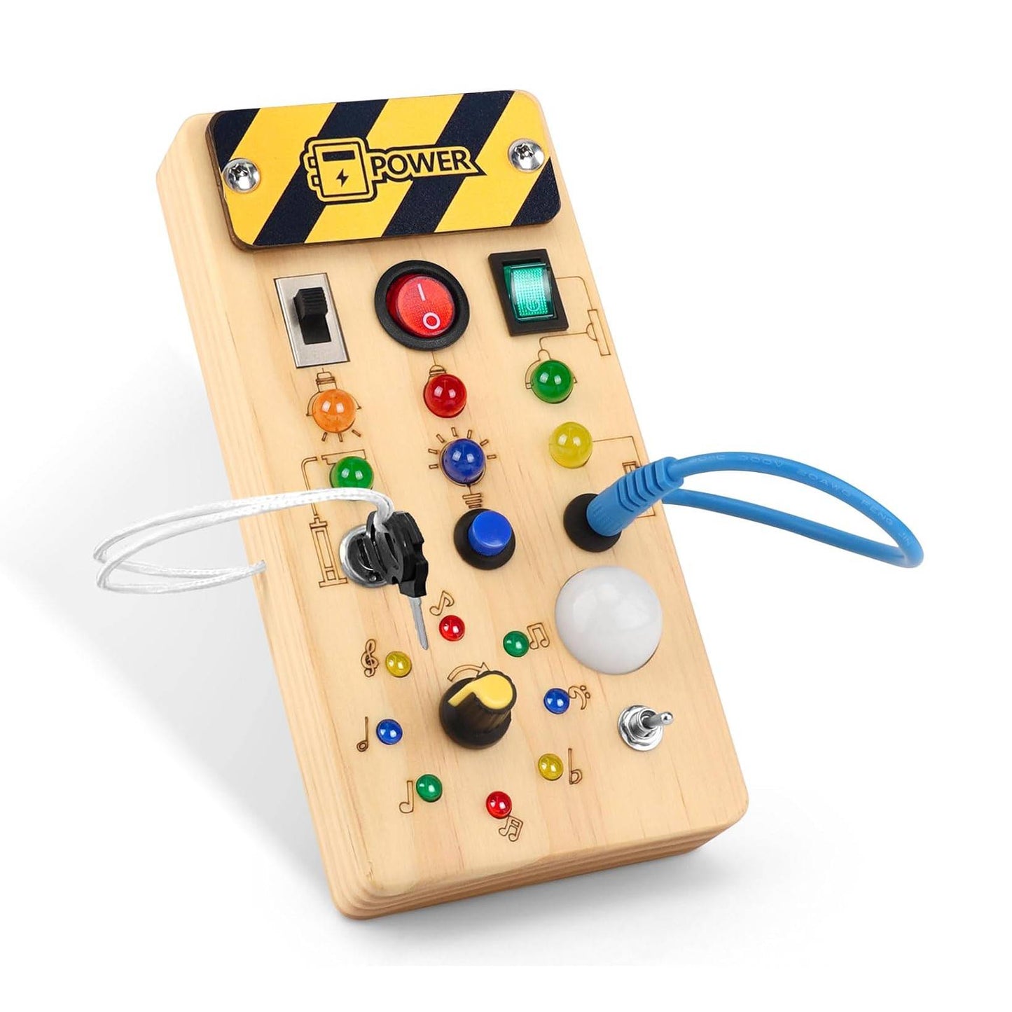 Wooden LED busy board for toddlers