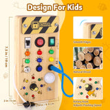 Wooden Busy Board for Toddlers – LED Light Switch Activity Board thumbnail 5