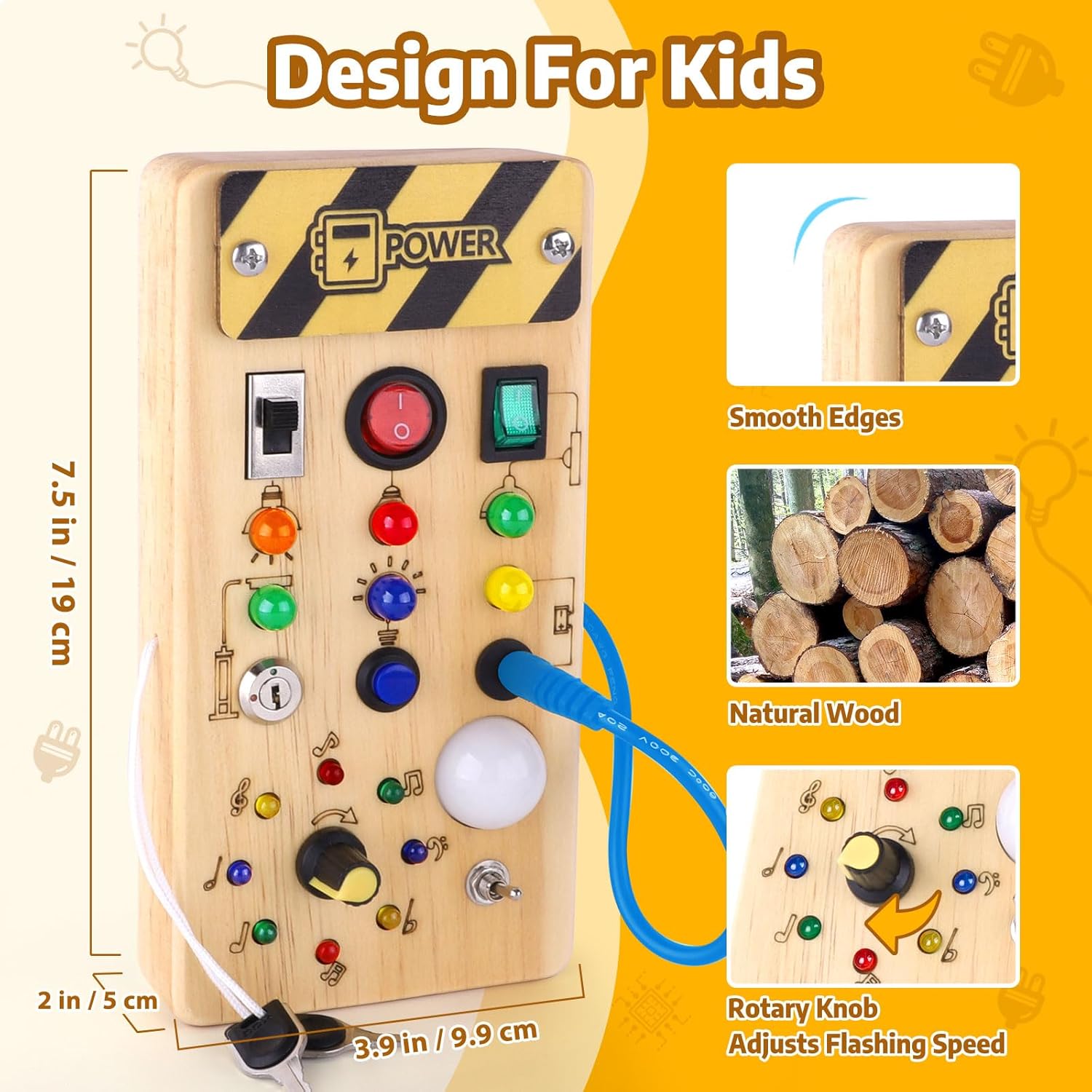 Wooden busy board on the go