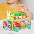 Wooden Vegetable Sorting Toy with Farm Animal Cart