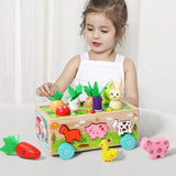 Wooden Vegetable Sorting Toy with Farm Animal Cart thumbnail 2