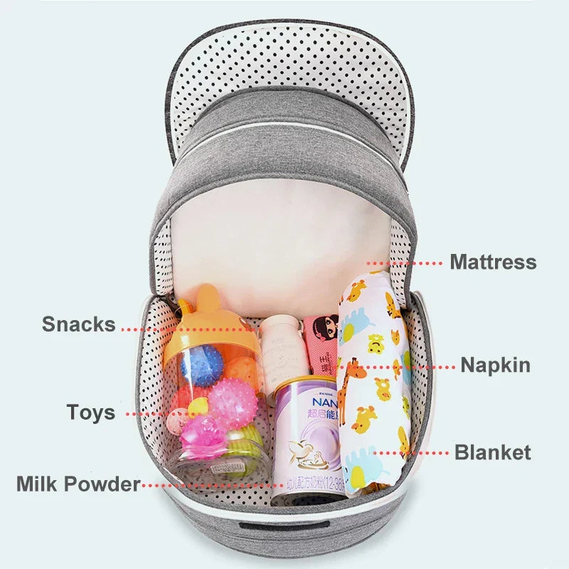 Portable baby travel bed with breathable mesh canopy