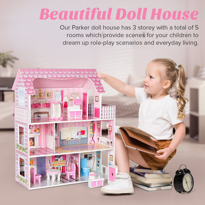 Wooden dollhouse packaging and dimensions