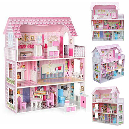 Kids wooden dollhouse full room layout