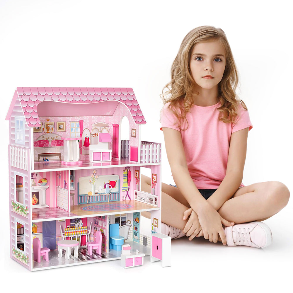 Wooden dollhouse close up interior detail