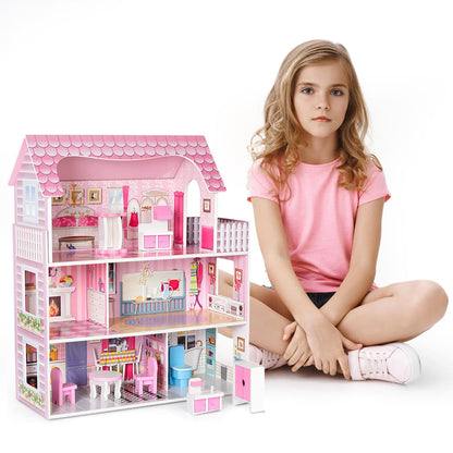 Wooden dollhouse close up interior detail