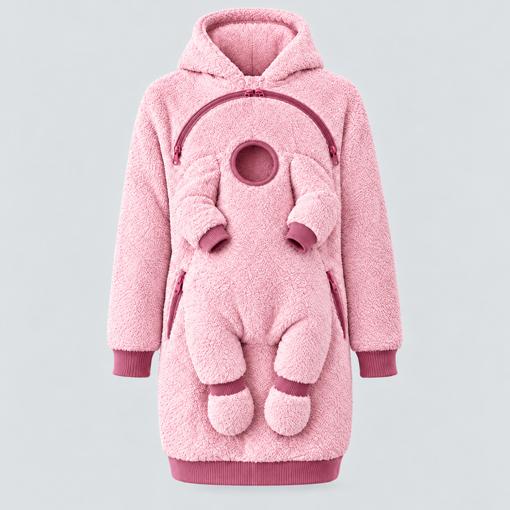 Babywearing Hoodie for Mum and Baby, 2-in-1 Teddy Fleece