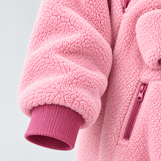Pink babywearing hoodie sleeve and ribbed cuff detail